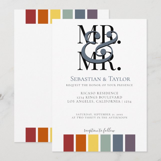 Anuncio Sr. y Sr. Rainbow Gay Elegant Wedding (Anverso / Reverso)