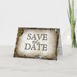 Anuncio Steampunk Gears Victorian Save the Date Card