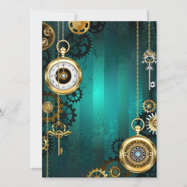 Anuncio Steampunk Jewelry Watch sobre un fondo verde (Anverso)