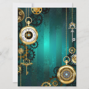 Anuncio Steampunk Jewelry Watch sobre un fondo verde