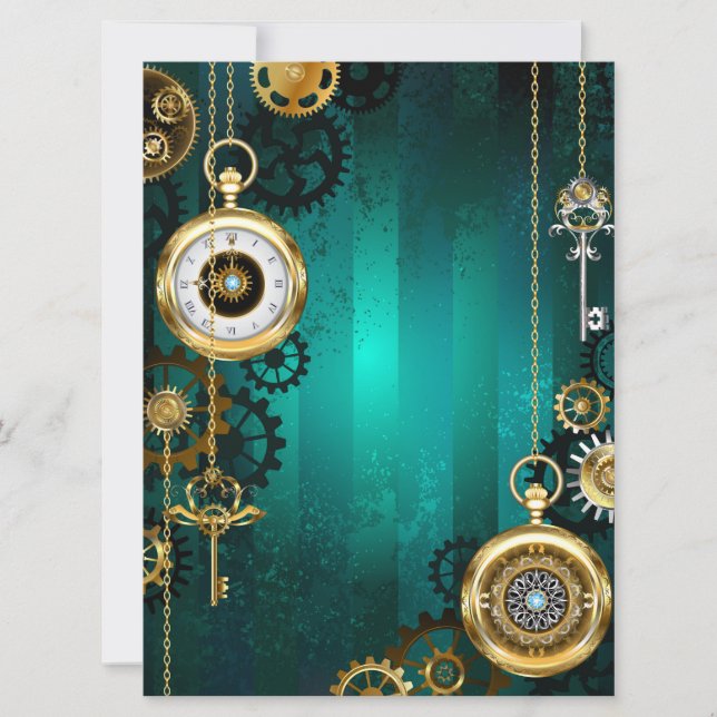 Anuncio Steampunk Jewelry Watch sobre un fondo verde (Anverso)