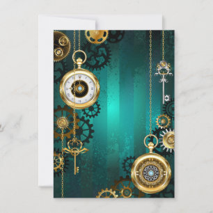 Anuncio Steampunk Jewelry Watch sobre un fondo verde