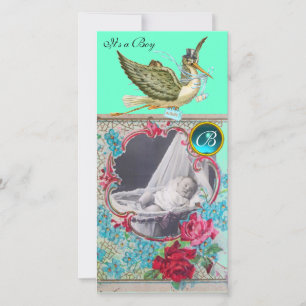 Anuncio STORK BABY SHOWER MONOGRAM ,aquamarine