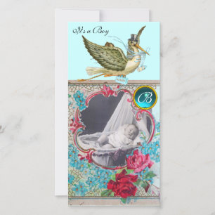 Anuncio STORK BABY SHOWER MONOGRAM ,aquamarine