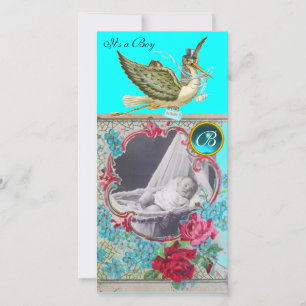 Anuncio STORK BABY SHOWER MONOGRAM ,aquamarine