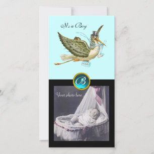 Anuncio STORK BABY SHOWER SQUARE MONOGRAM ,aquamarine