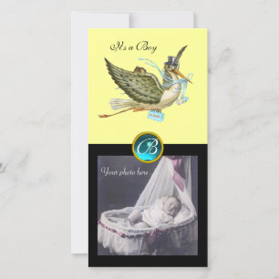 Anuncio STORK BABY SHOWER SQUARE MONOGRAM ,aquamarine