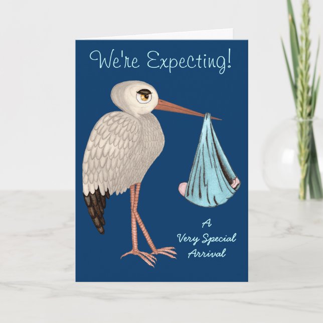 Anuncio Stork clásico (azul) (Baby Shower) (Anverso)