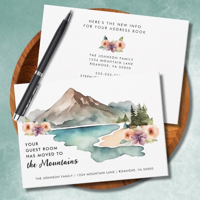 Anuncio Su Habitación Ha Movido Montañas En Movimiento (Your Guestroom Has Moved to the Mountains Moving Announcement Flat Card)