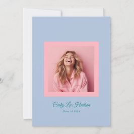 Anuncio Subtle Blue Pink High School Photo Grad