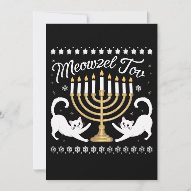 Anuncio Suéter Feo Divertido Meowzel Tov Janucá Hanukkah (Anverso)