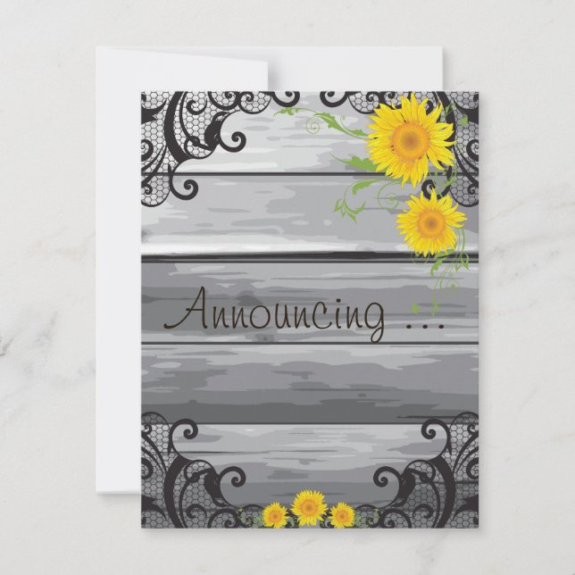 Anuncio Sunflowers Barn Wood Collection Engagement Announ (Anverso)