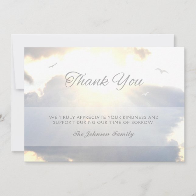 Anuncio Sunlight Streams & Clouds Thank You Photo Memorial (Anverso)