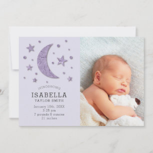 Anuncio Sweet Lavender Moon Stars Baby Photo Birth