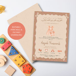 Anuncio Sweet Muslim Pink Baby Outfits Birth Announcement 