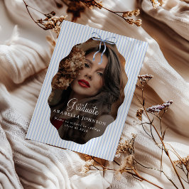 Anuncio Sweet Pinstriped Blue Bow Photo Graduation