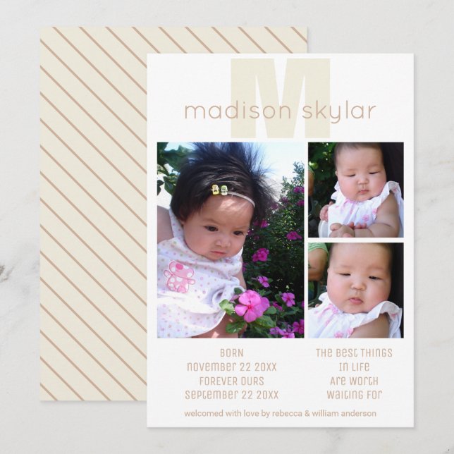 Anuncio Tan Monograma adopción simple 3 Collage de fotos (Anverso / Reverso)