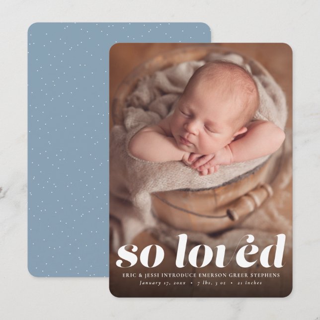 Anuncio Tan querido nacimiento de fotos azules (Anverso / Reverso)