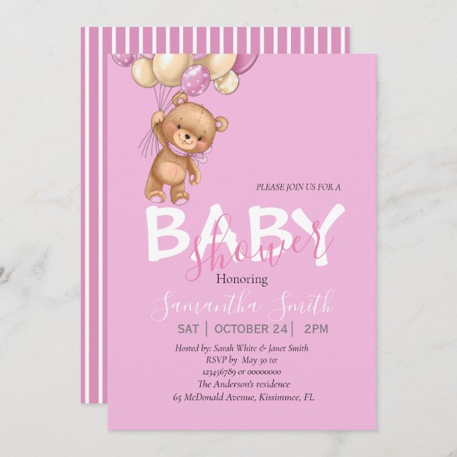 Anuncio ¡Te invitan a un Baby Shower de Boho Bear! (Anverso / Reverso)