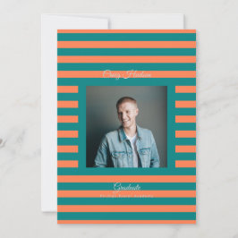 Anuncio Teal Coral High School Grad Announcement Card
