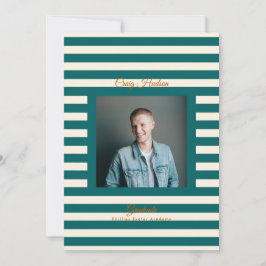 Anuncio Teal Cream Preppy High School Photo Grad Cards