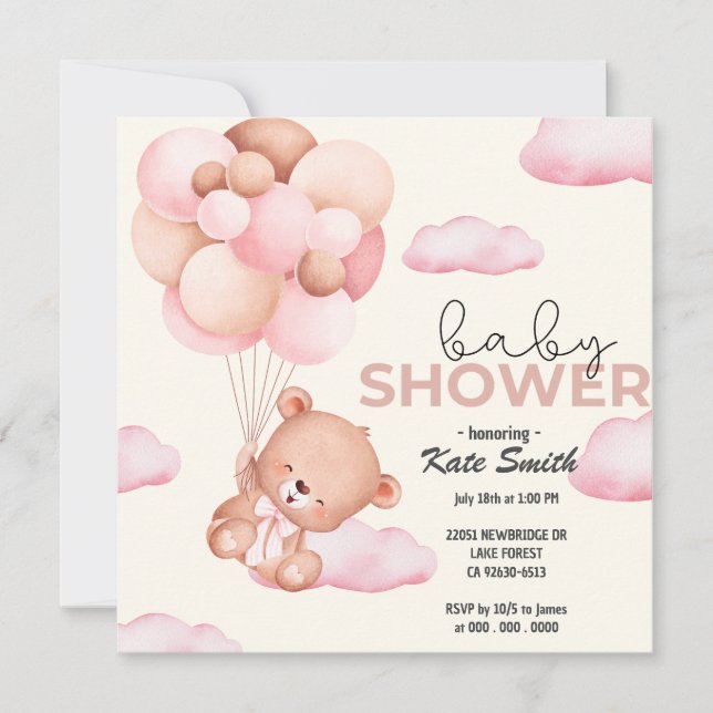 Anuncio Teddy Bear Baby Baby Shower (Anverso)