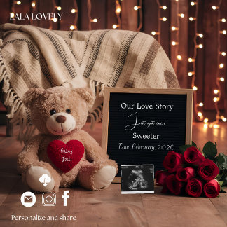 Anuncio Teddy Love & Baby Pregnancy Announcement Card