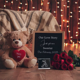 Anuncio Teddy Love & Baby Pregnancy Announcement Card