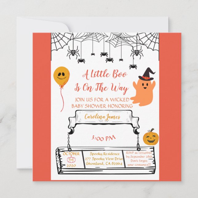 Anuncio Temática de halloween de la ducha de baby boo (Anverso)