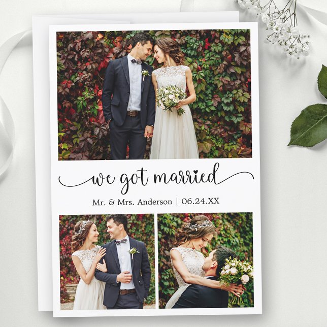 Anuncio Tenemos Caligrafía Del Corazón Casado 3 Boda Fotog (Customize to change your personalized text size, text style or to add text to back of card.)