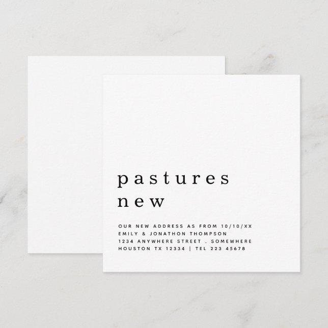 Anuncio Texto contemporáneo Moviendo detalles de nueva dir (Anverso / Reverso)