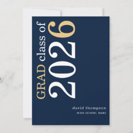 Anuncio Texto de Oro Blanco 2026 Azul Marino Graduación 