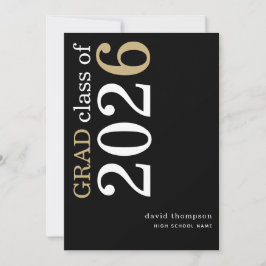 Anuncio Texto de Oro Blanco 2026 Graduación Negra