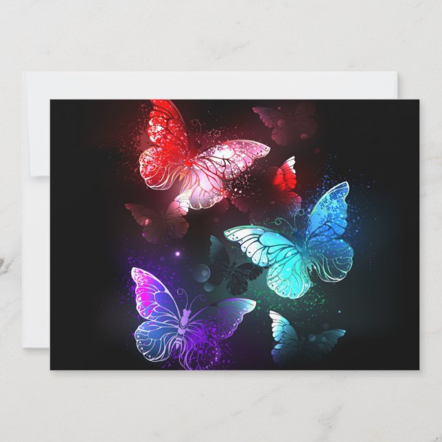 Anuncio Three Glowing Butterflies on night background (Anverso)