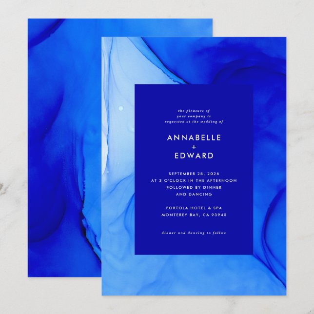 Anuncio Tinta moderna personalizada abstracta azul para bo (Anverso / Reverso)