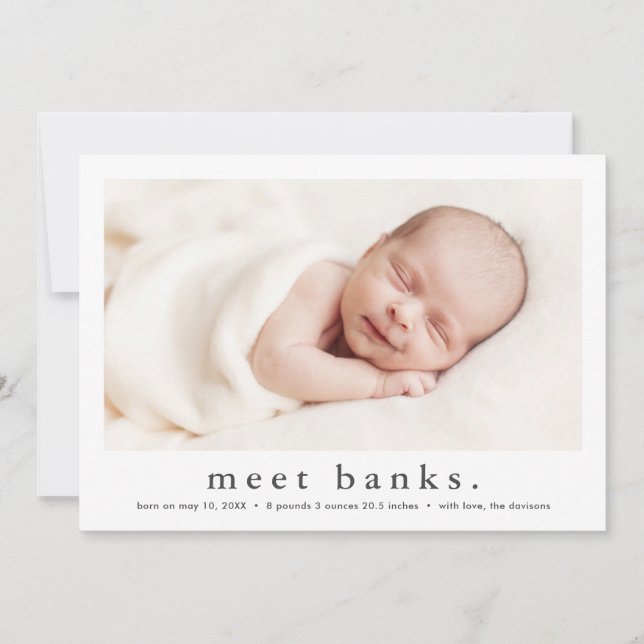 Anuncio Tipo simple Moderno foto bebé Nacimiento (Anverso)