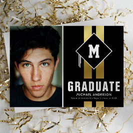 Anuncio Tipografía de oro negro Foto de graduación masculi