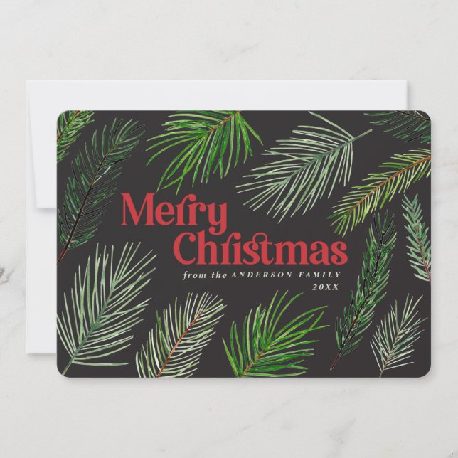 Anuncio Tipografía de ramas de pino navidades modernos (Anverso)
