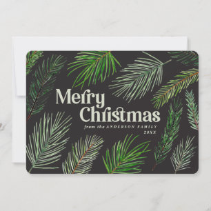 Anuncio Tipografía de ramas de pino navidades modernos