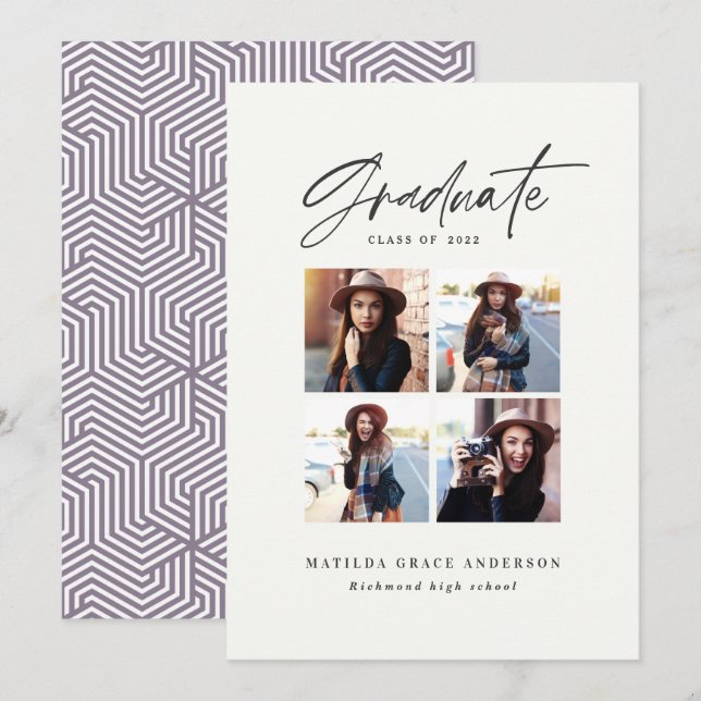 Anuncio Típografía geométrica multifotografía graduación p (Anverso / Reverso)