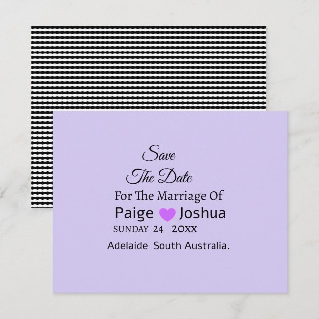 Anuncio Tipografía moderna de boda Twist de lavanda (Anverso / Reverso)