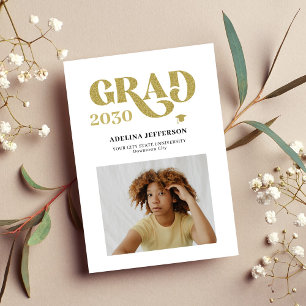 Anuncio Tipografía moderna foto oro graduación simple