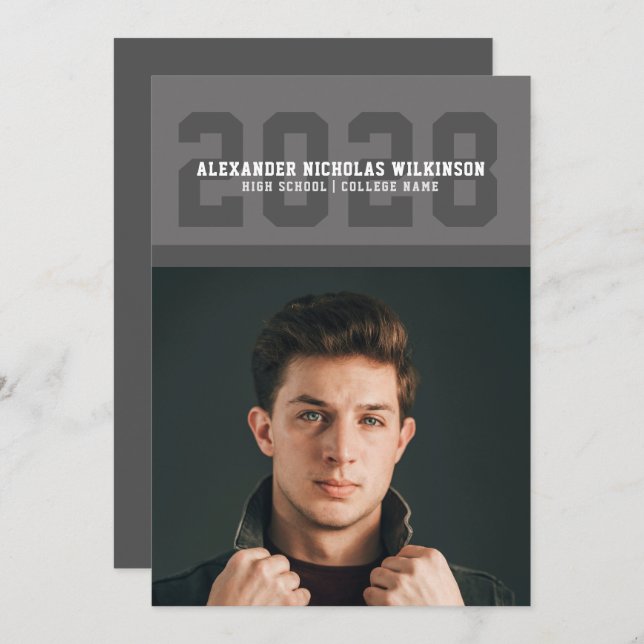 Anuncio Tipografía Negrita Deportiva Moderna Foto Graduaci (Anverso / Reverso)