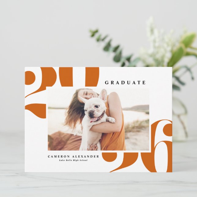 Anuncio Tipografía Negrita Naranja Graduación Foto 2025 (Anverso de pie)