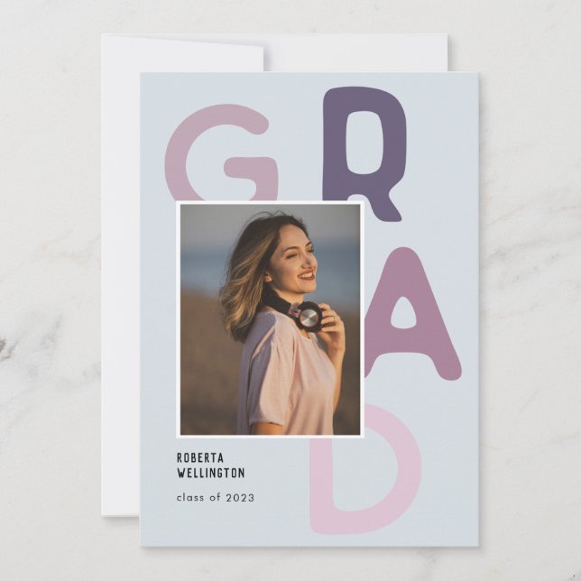 Anuncio Tipografía púrpura Pastel Foto Graduación 2022 (Anverso)