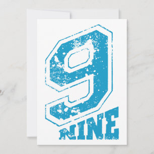 Anuncio Tipografía Retro minimalista Número Azul Nueve