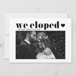 Anuncio Tipografía retro negrita Elopement Boda negro