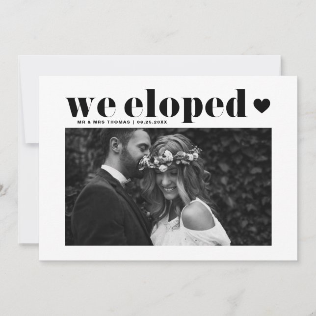 Anuncio Tipografía retro negrita Elopement Boda negro (Anverso)