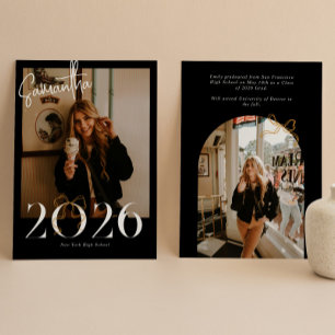 Anuncio Título de graduación Coquette Arco Negro y Blanco