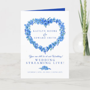 Anuncio Transmisión en vivo de boda corazón azul blanco no
